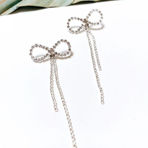 Diamond bow earrings #147  - Picture 1 of 5